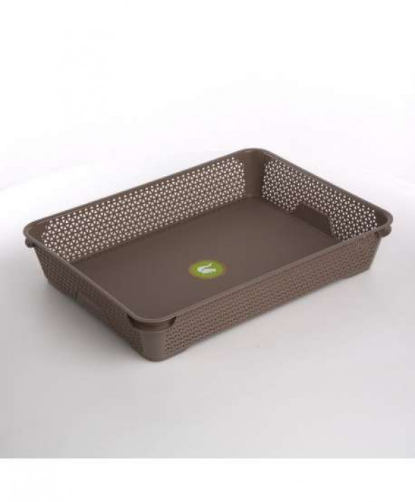 Koszyk do przechowywania Mirko plastikowy szarobrązowy 36 x 26,5 cm