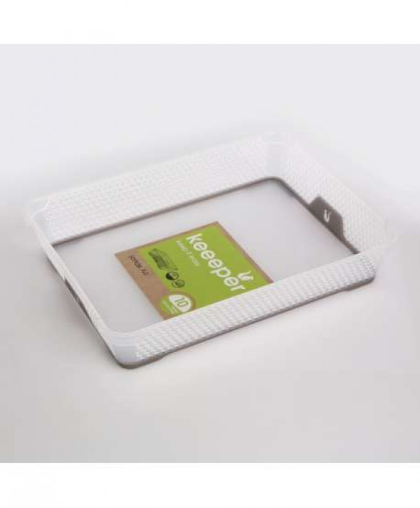 Koszyk do przechowywania plastikowy Keeeper Jonas szarobrązowy antypoślizgowy 36 x 26,5 cm