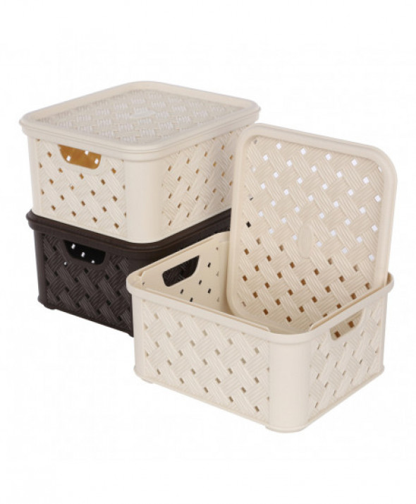 Koszyk mały z pokrywą Arianna kremowy