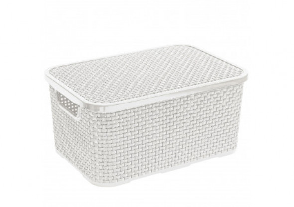 Koszyk rattanowy z pokrywą 10L biały
