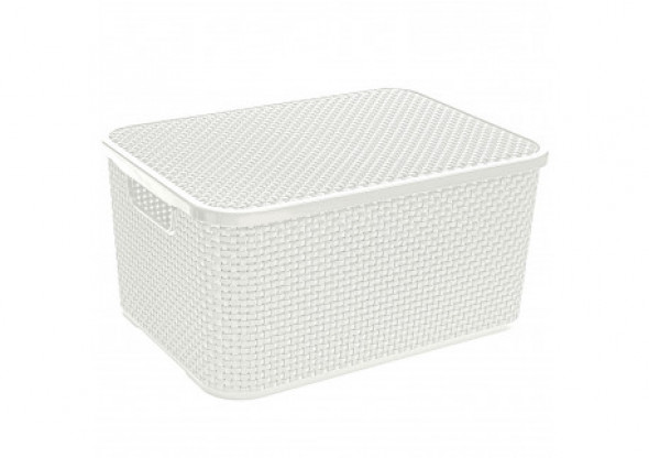 Koszyk rattanowy z pokrywą 19L biały
