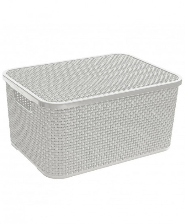 Koszyk rattanowy z pokrywą 19L szary