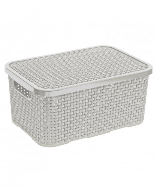 Koszyk rattanowy z pokrywą 7L szary