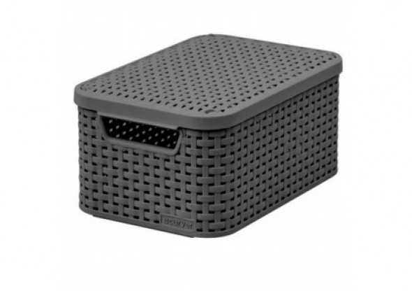 Koszyk z pokrywą Curver Rattan Style M ciemny szar