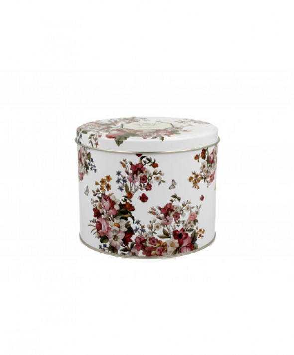 Kubek 400 ml w metalowej puszce VINTAGE FLOWERS WHITE