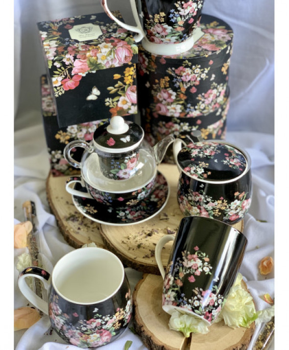 Kubek bullet 390 ml VINTAGE FLOWERS BLACK