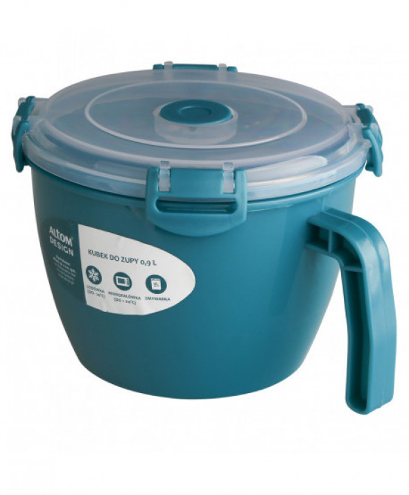 Kubek do zupy / makaronu z pokrywką do podgrzewania / do mikrofalówki / do mikrofali 0,9 l
