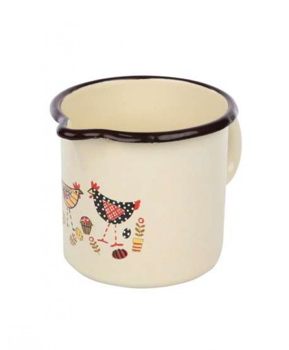 Kubek emaliowany z dzióbkiem Silesia Rybnik Kurka Zośka Kokoszka 1,25 l