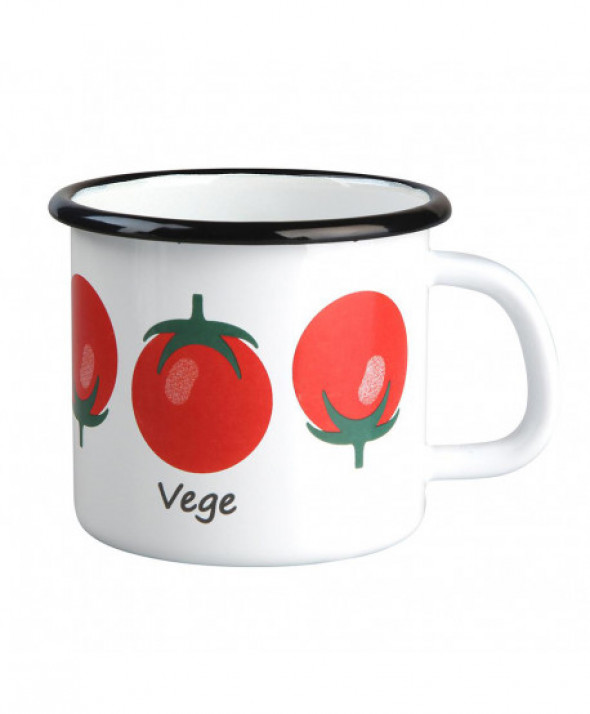 Kubek emaliowany z uszkiem Silesia Rybnik Modern Vege 0,45 l, dekoracja Pomidor