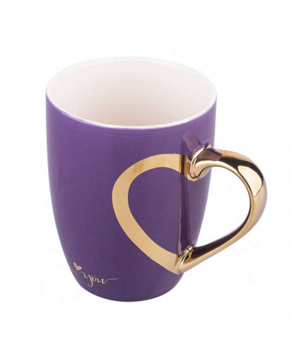 Kubek na Walentynki porcelanowy Heart Reflection 300 ml fioletowy
