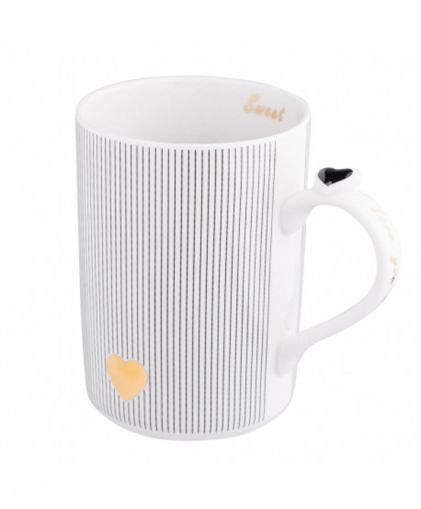 Kubek na Walentynki porcelanowy  z serduszkiem 350 ml (opakowanie prezentowe)