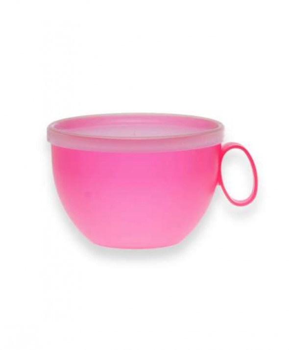 kubek plastikowy z uchem i pokrywką XXL Sagad Weekend 550 ml różowy