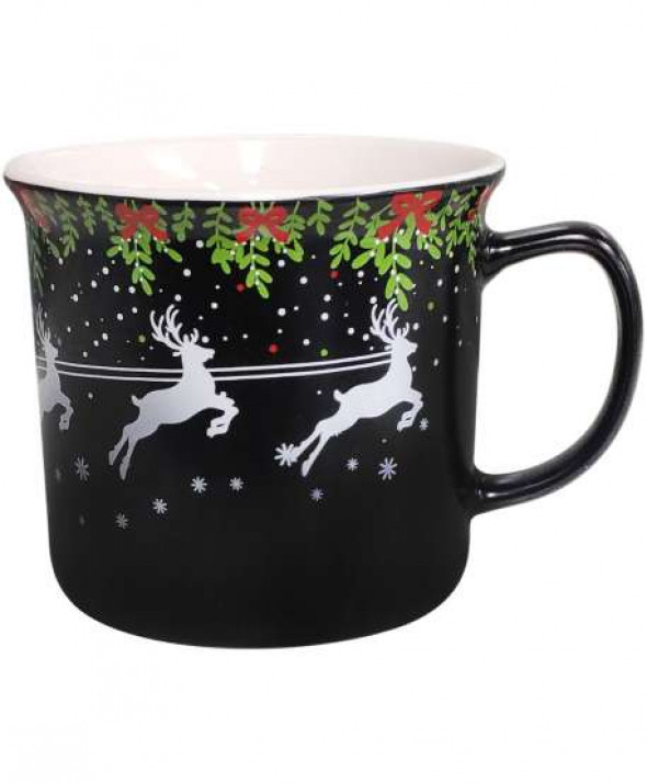 Kubek porcelana  Merry Christmas  czarny 350 ml