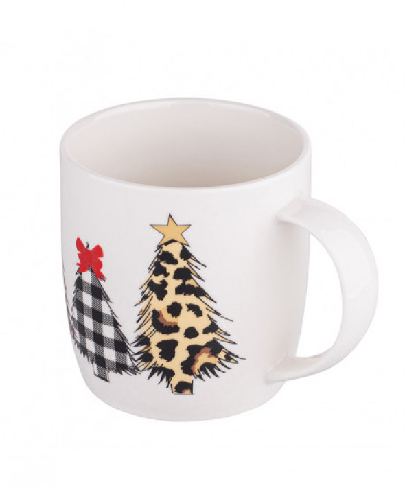 Kubek porcelanowy  300 ml. dek. Choinki w kratkę