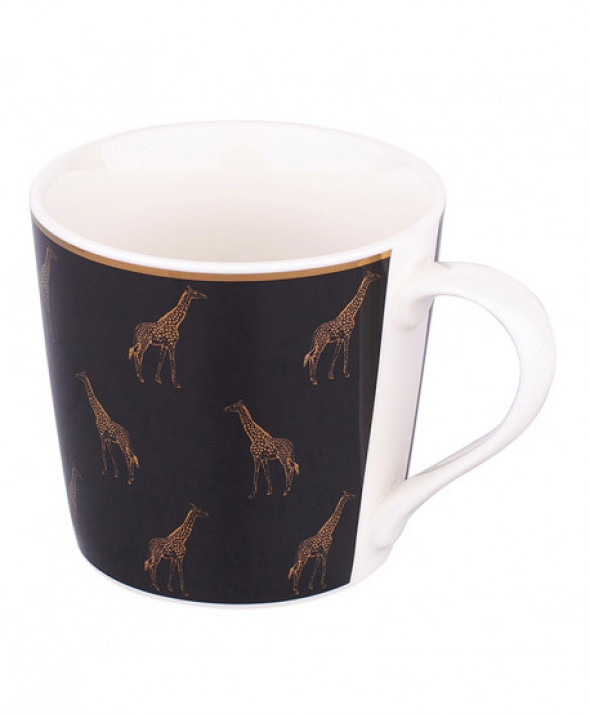 Kubek porcelanowy dekoracja Żyrafa 350 ml czarny