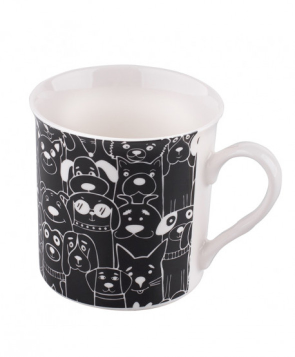 Kubek porcelanowy dla dzieci Zwierzaki, dekoracja Czarny Pies 250 ml