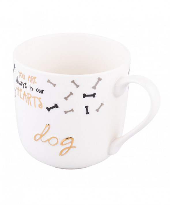 Kubek porcelanowy Dog / Pies 400 ml z wytłaczaną złotą dekoracją