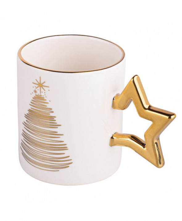 Kubek porcelanowy Golden Christmas 350 ml biały