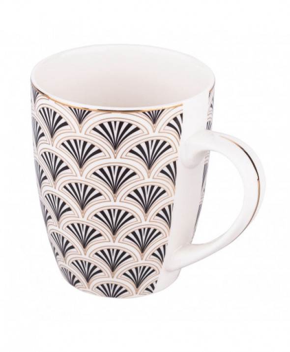 Kubek porcelanowy Modern Nature, dekoracja Art Deco 300 ml czarno-złoty