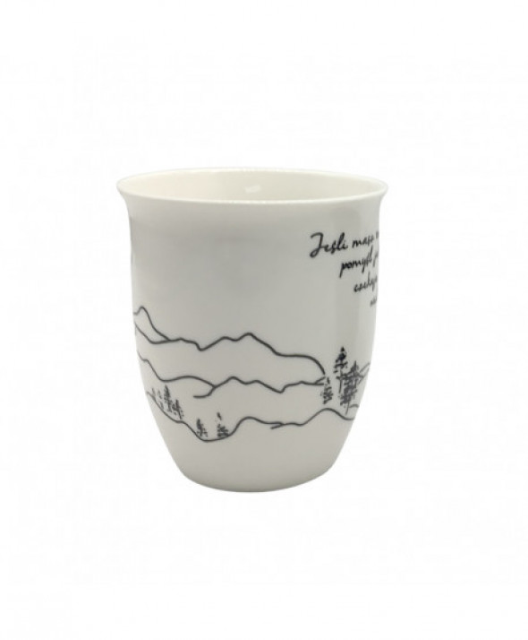 Kubek porcelanowy Piękne Widoki biały 450 ml