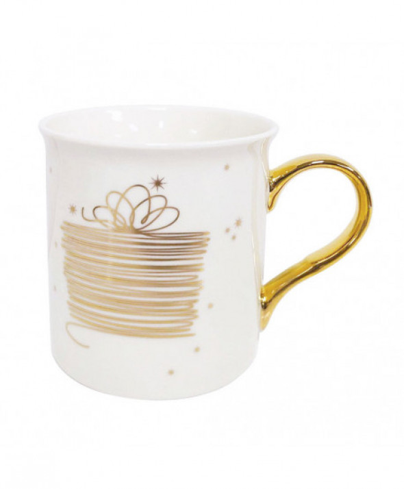 Kubek porcelanowy świąteczny  Golden Christmas 250 ml biały