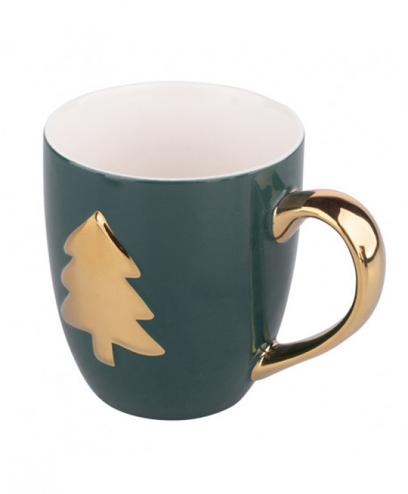 Kubek porcelanowy świąteczny na prezent Choinka zielony 350 ml