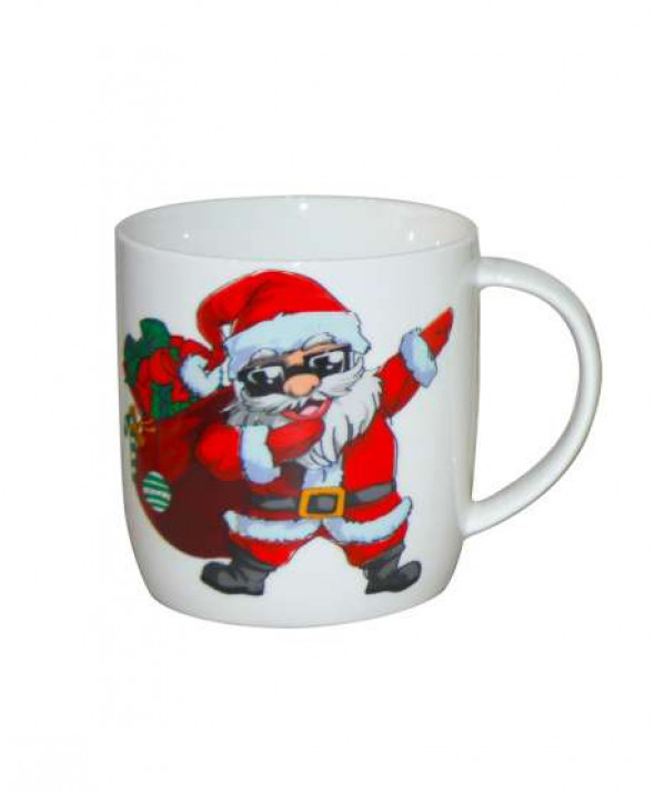 Kubek porcelanowy świąteczny na prezent Mikołaj na wakacjach 300 ml