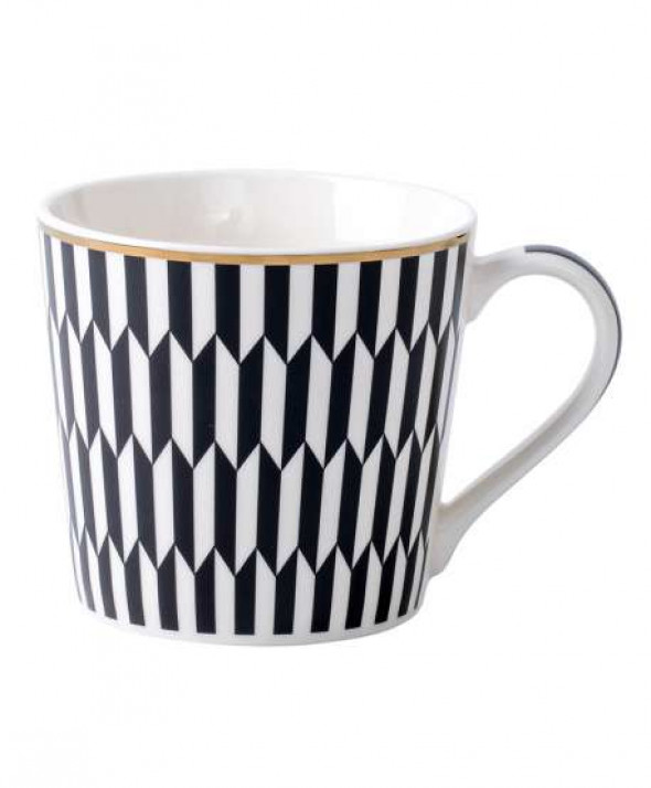 Kubek porcelanowy wysoki 350 ml, dekoracja Modern Black I