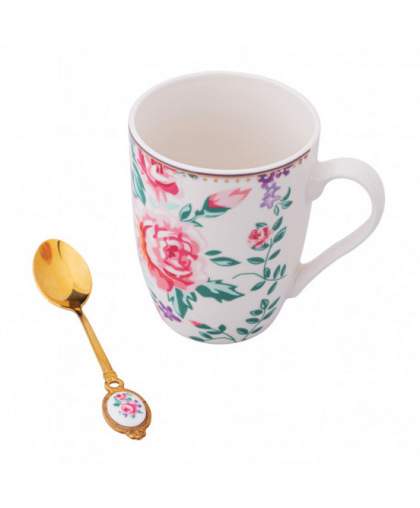 Kubek porcelanowy z łyżeczką Charlotta 300 ml