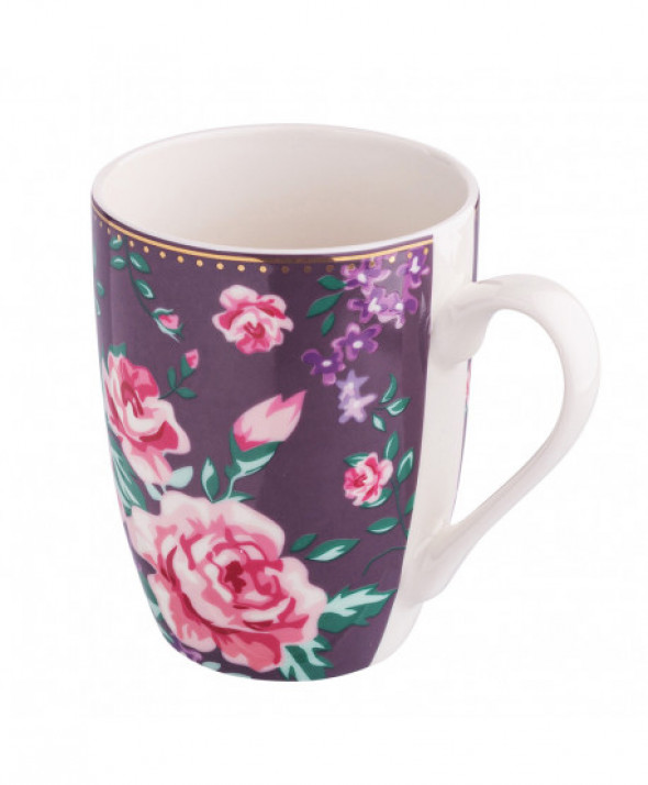 Kubek porcelanowy z podkładką Charlotta 300 ml fioletowy