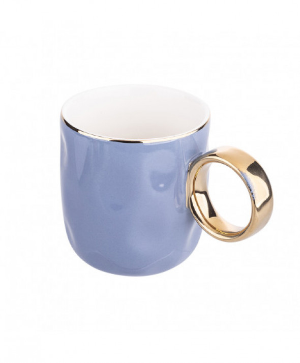 Kubek porcelanowy ze złotym uchem fioletowy 300 ml
