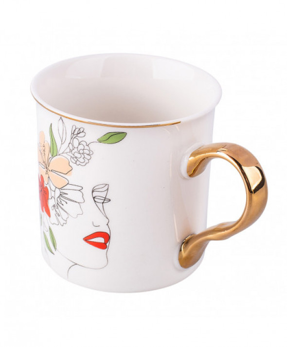 Kubek porcelanowy ze złotym uchem Kobieta 250 ml, dekoracja A