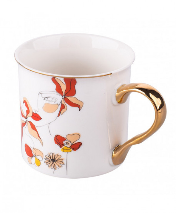 Kubek porcelanowy ze złotym uchem Kobieta 250 ml, dekoracja B