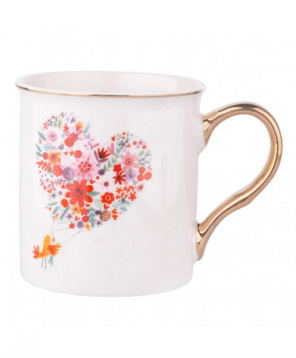 Kubek porcelanowy ze złotym uchem Romantic B 250 ml