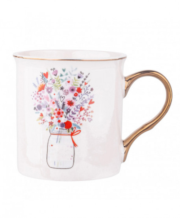 Kubek porcelanowy ze złotym uchem Romantic C 250 ml