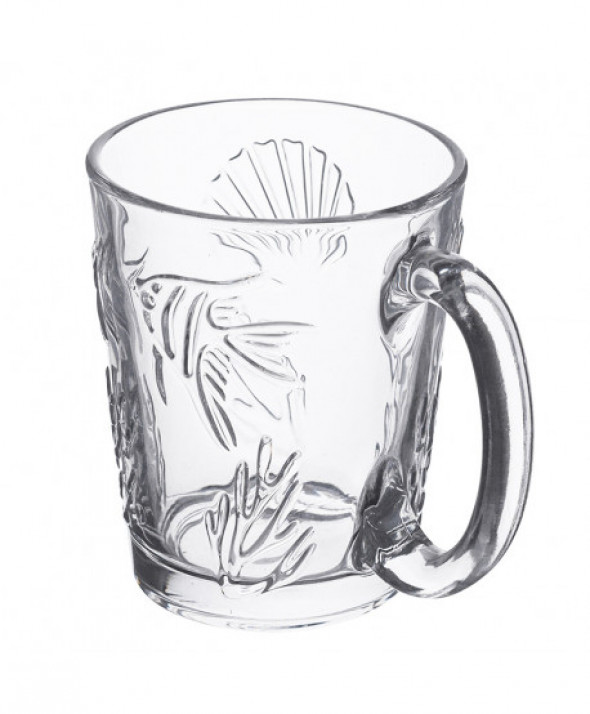 Kubek szklany / szklanka z uchem Leon 300 ml, dekoracja Ocean
