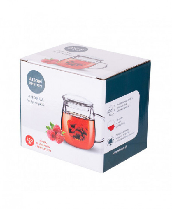 Kubek termiczny ze szklanym zaparzaczem do napojów Andrea 350 ml
