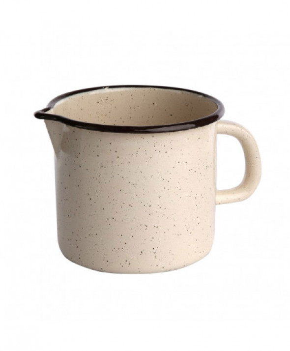 Kubek z dzióbkiem emaliowany Silesia Rybnik kremowy nakrapiany 1,15 l