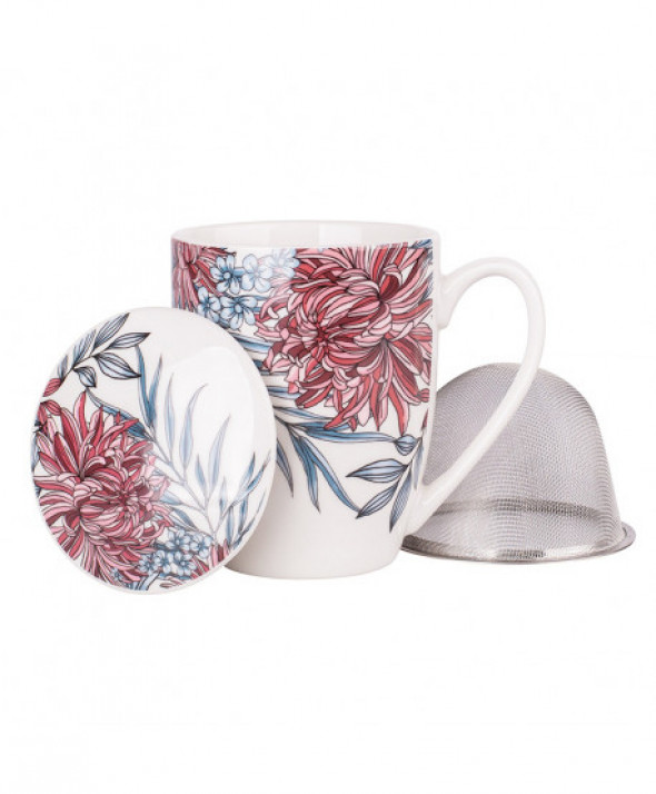 Kubek z zaparzaczem porcelanowy / sitko stalowe Margo 300 ml