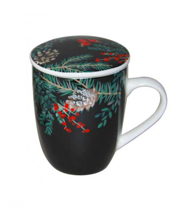 Kubek z zaparzaczem porcelanowy Wonderland 300 ml czarny