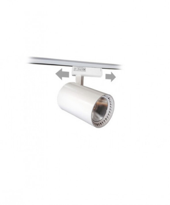 Lampa sklepowa led reflektor szynowy jednofazowy biały 30w 2250 lm światło neutralne 4000k