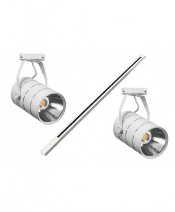 Lampa sklepowa led reflektor szynowy jednofazowy biały metalowy 30w 2550 lm światło neutralne 4000k