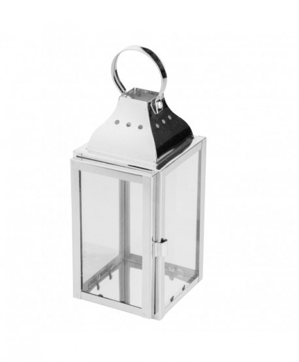 Lampion / latarnia / latarenka ozdobna wisząca metalowa srebrna 20 cm