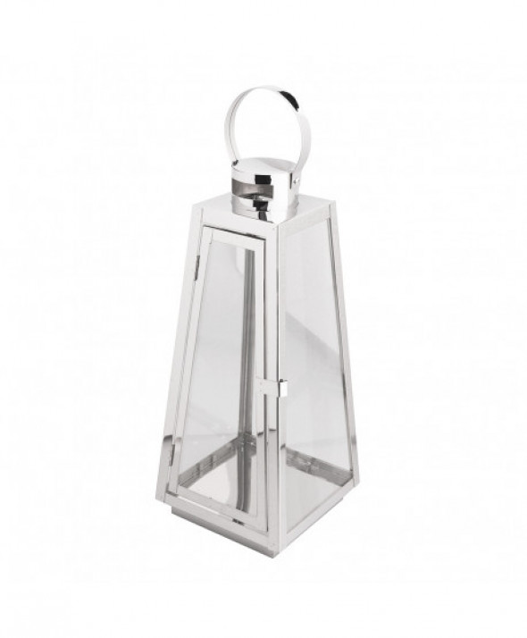 Lampion / latarnia / latarenka ozdobna wisząca metalowa srebrna 50 cm