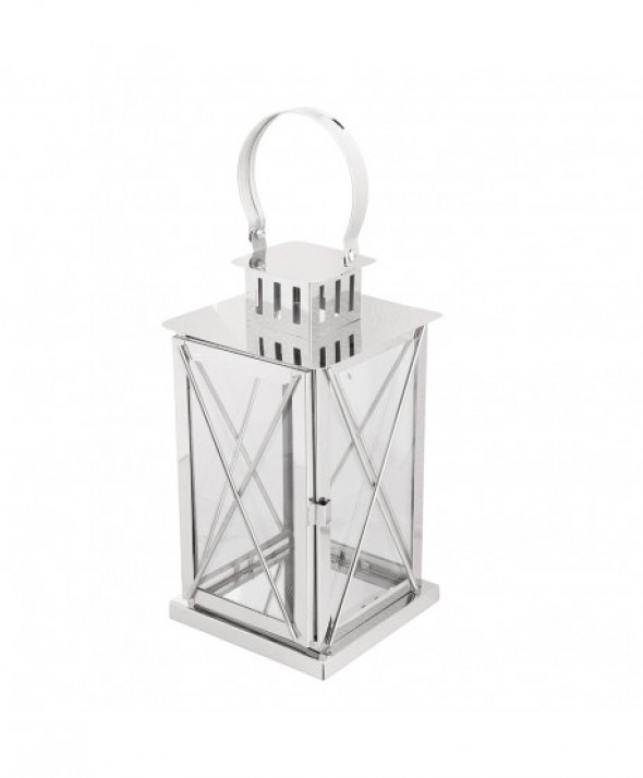 Lampion / latarnia / latarenka ozdobna wisząca metalowa srebrna 55 cm