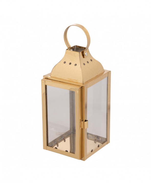 Lampion / latarnia / latarenka ozdobna wisząca metalowa złota 20 cm