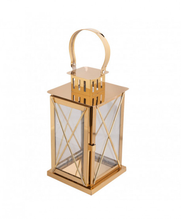 Lampion / latarnia / latarenka ozdobna wisząca metalowa złota 55 cm