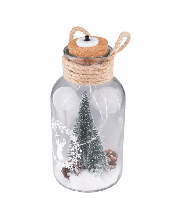 Lampion / ozdoba LED / dekoracja świąteczna w słoiku 21 cm