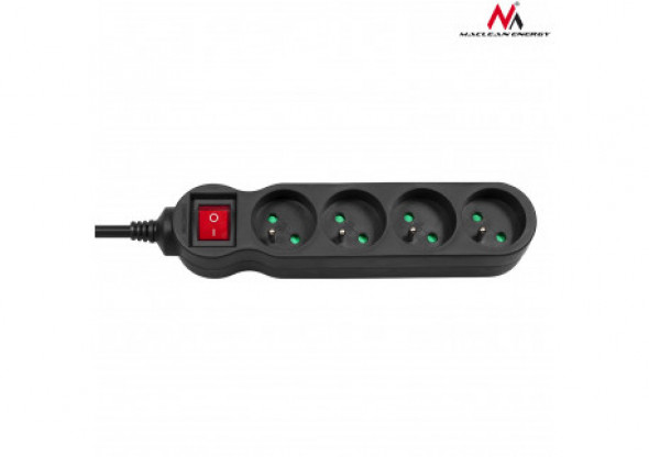 Listwa zasilająca przedłużacz 4 gniazda z wył czarny 1,4m Maclean Energy  MCE180 2300W