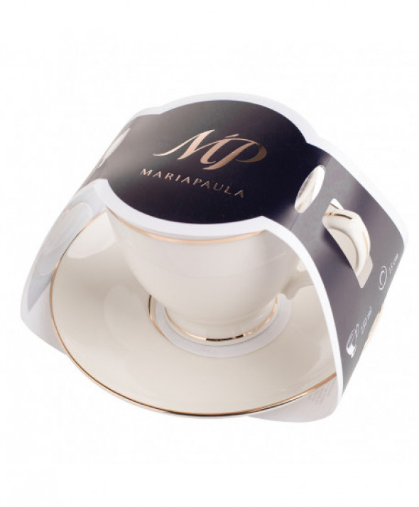 MARIAPAULA ECRU KLASYKA ZŁOTA LINIA FILIŻANKA 250ML ZE SPODKIEM 15CM W OPASCE CARR